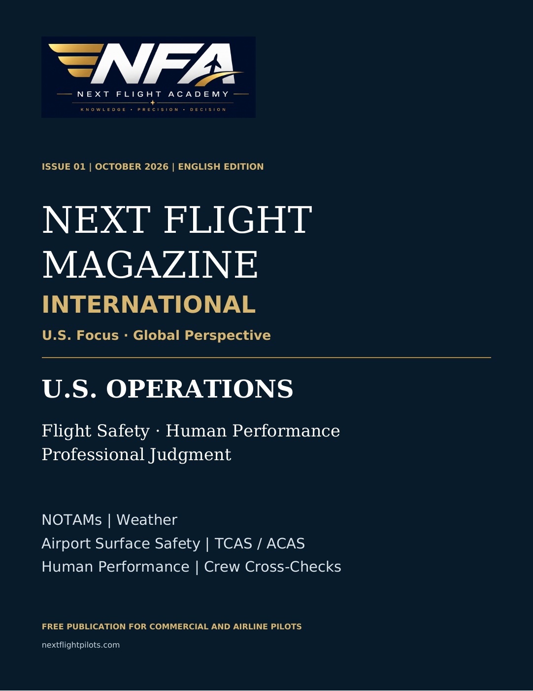 Next Flight Magazine International Issue 01 cover